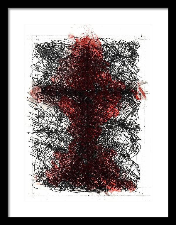 Chaos Order Cross 02 - Sorrowful Red - Framed Print