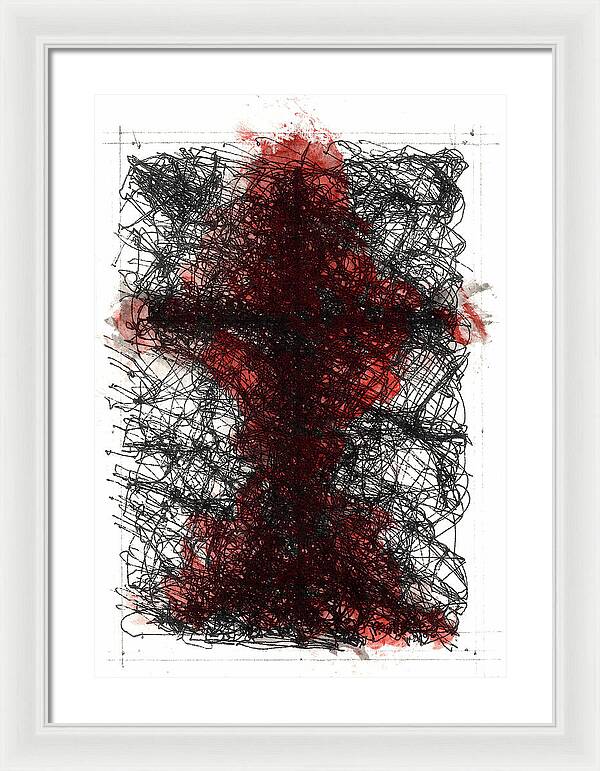 Chaos Order Cross 02 - Sorrowful Red - Framed Print