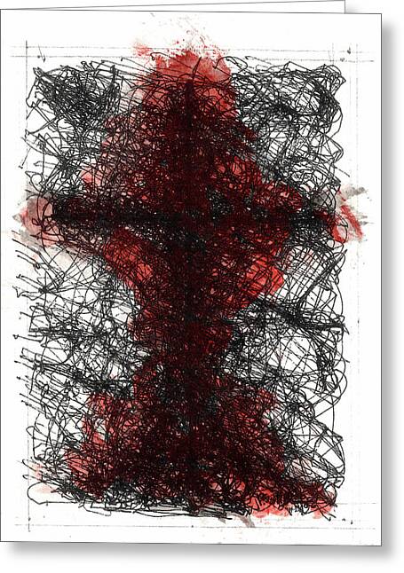 Chaos Order Cross 02 - Sorrowful Red - Greeting Card