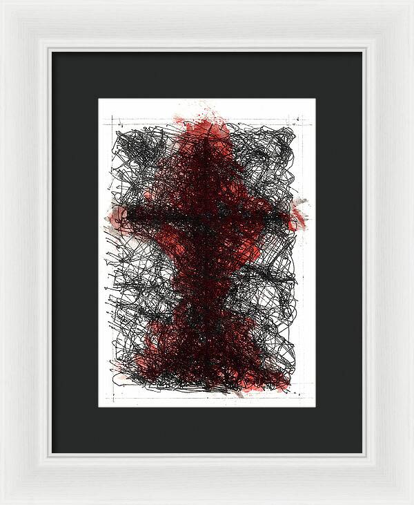 Chaos Order Cross 02 - Sorrowful Red - Framed Print