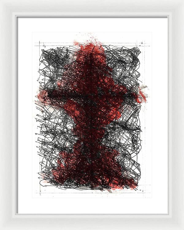 Chaos Order Cross 02 - Sorrowful Red - Framed Print