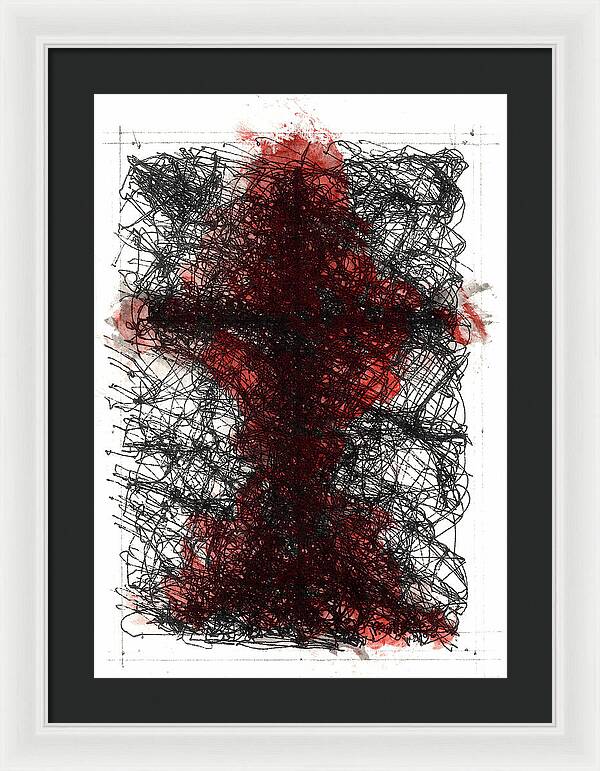 Chaos Order Cross 02 - Sorrowful Red - Framed Print