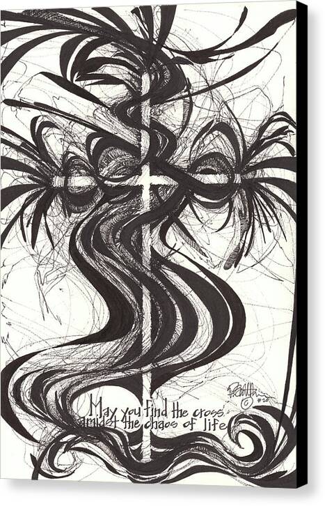 Chaos Order Cross 20 - Black and White - Canvas Print