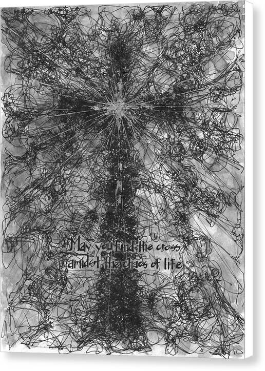 Chaos Order Cross 21 - Black and White - Canvas Print