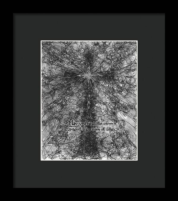 Chaos Order Cross 21 - Black and White - Framed Print
