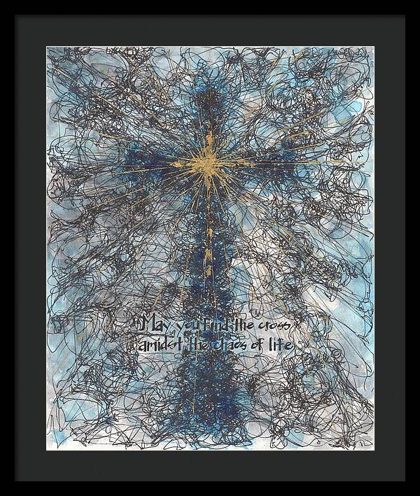 Chaos Order Cross 21 - Glorious Blue - Framed Print