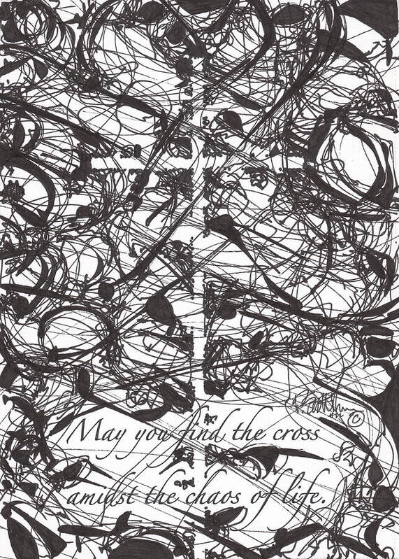 Chaos Order Cross 22 - Black and White - Art Print