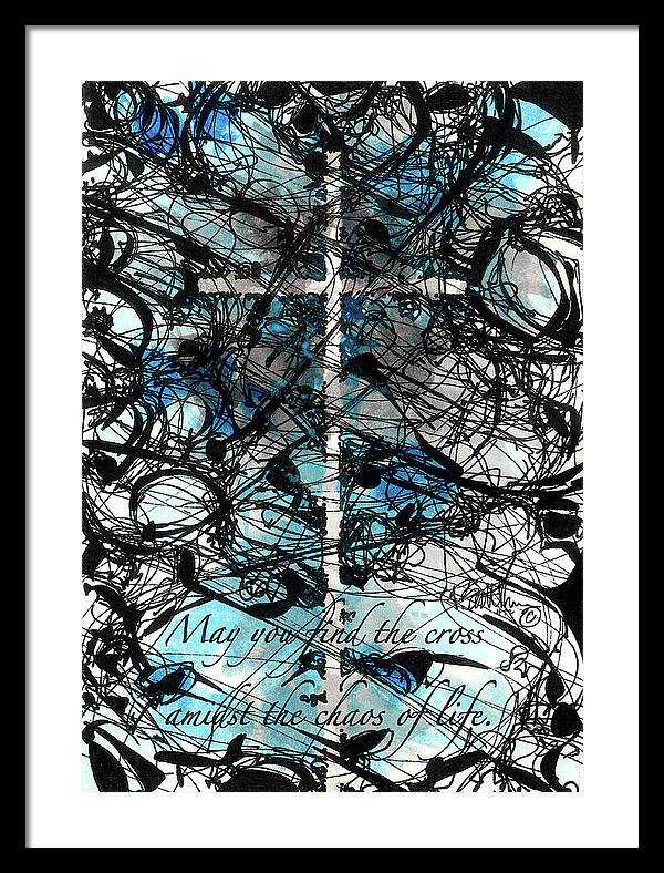 Chaos Order Cross 22 - Glorious Blue - Framed Print