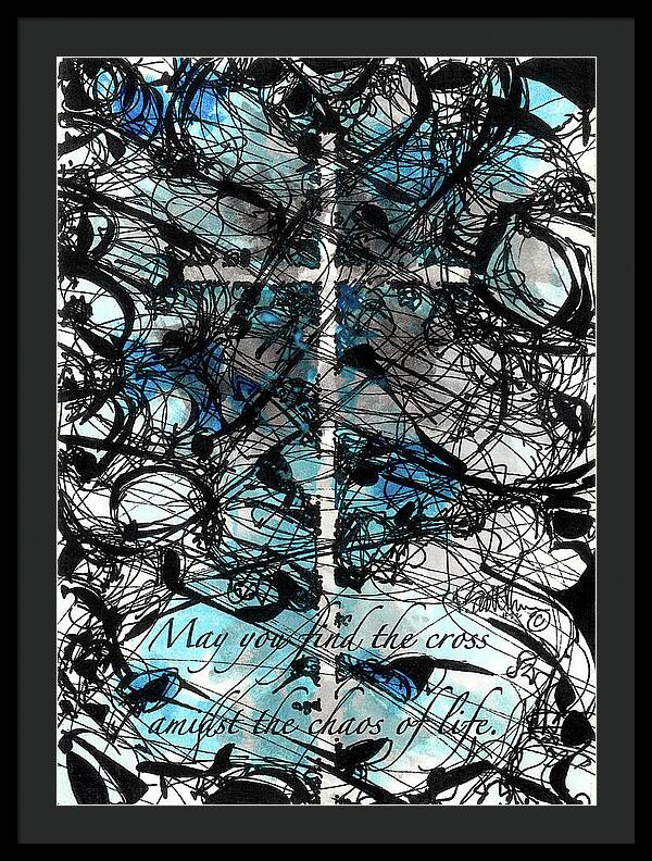 Chaos Order Cross 22 - Glorious Blue - Framed Print