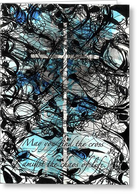 Chaos Order Cross 22 - Glorious Blue - Greeting Card