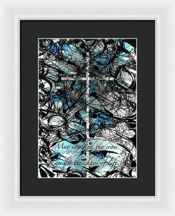 Chaos Order Cross 22 - Glorious Blue - Framed Print
