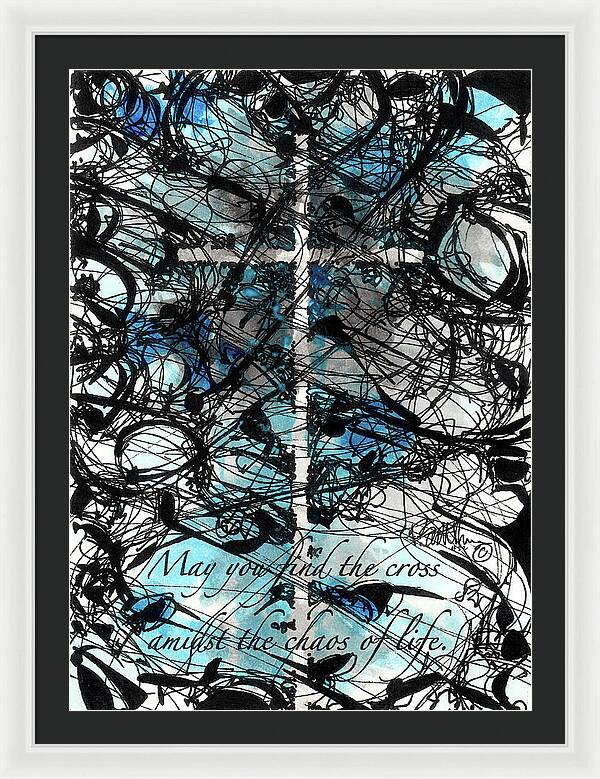Chaos Order Cross 22 - Glorious Blue - Framed Print