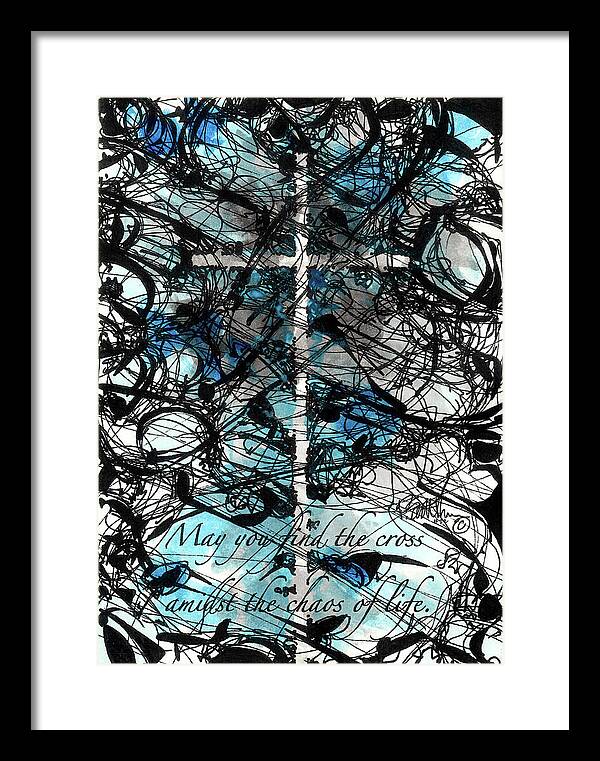 Chaos Order Cross 22 - Glorious Blue - Framed Print