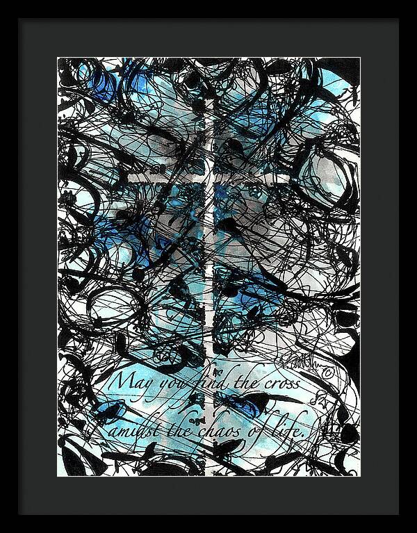 Chaos Order Cross 22 - Glorious Blue - Framed Print