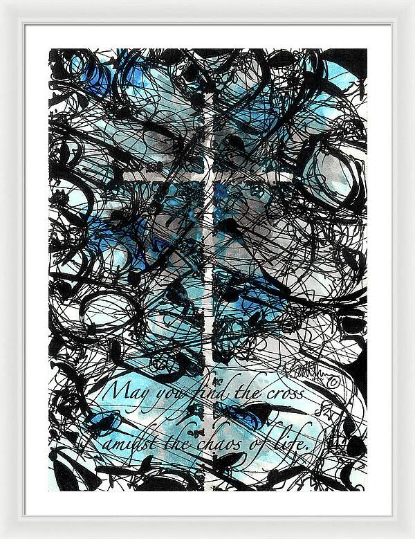 Chaos Order Cross 22 - Glorious Blue - Framed Print