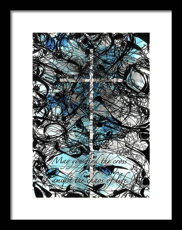 Chaos Order Cross 22 - Glorious Blue - Framed Print