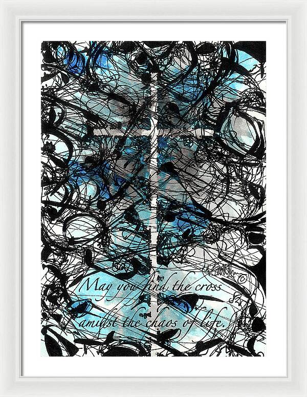 Chaos Order Cross 22 - Glorious Blue - Framed Print