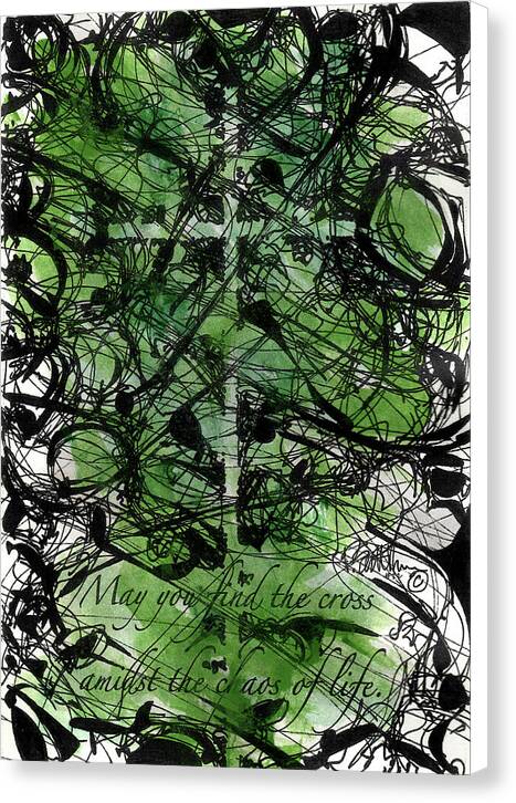 Chaos Order Cross 22 - Joyful Green - Canvas Print