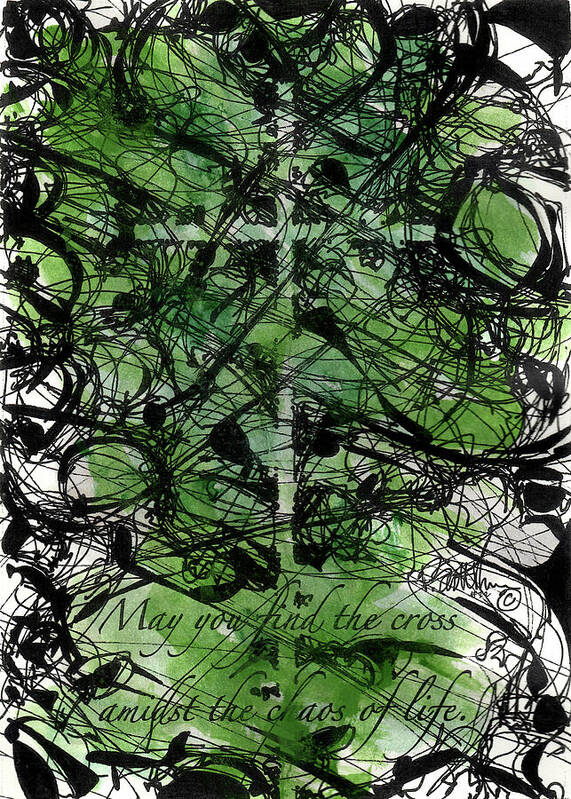Chaos Order Cross 22 - Joyful Green - Art Print