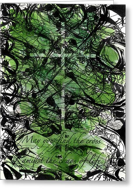 Chaos Order Cross 22 - Joyful Green - Greeting Card