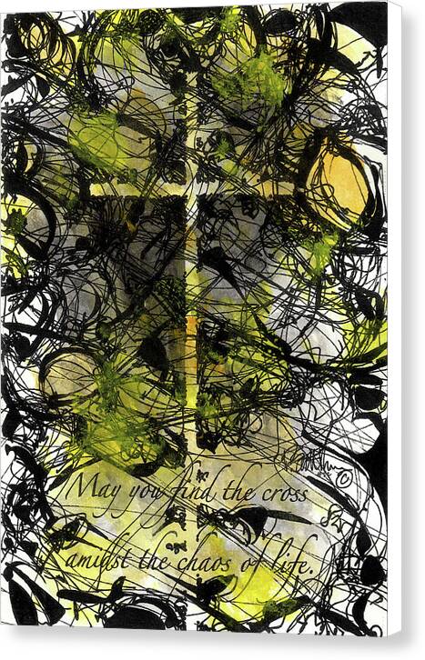 Chaos Order Cross 22 - Luminous Yellow - Canvas Print