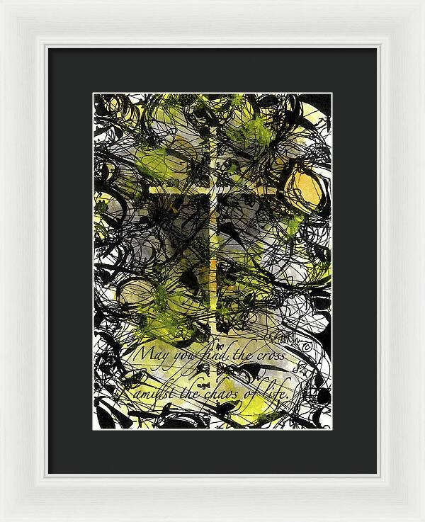 Chaos Order Cross 22 - Luminous Yellow - Framed Print