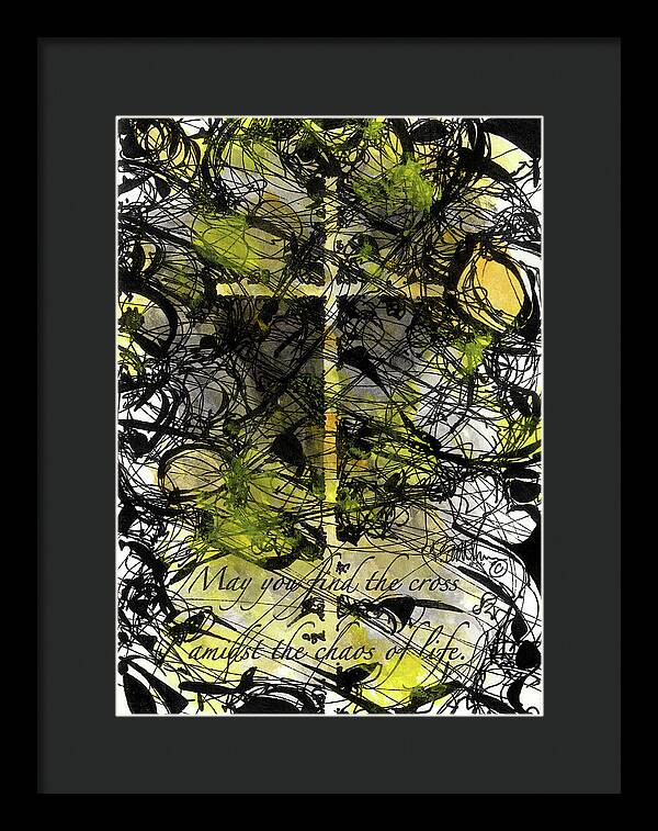 Chaos Order Cross 22 - Luminous Yellow - Framed Print