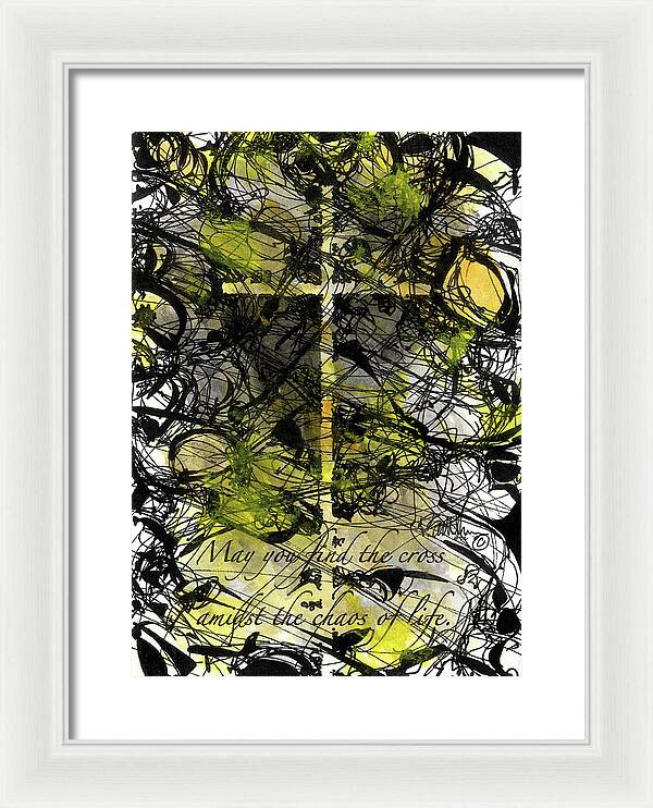 Chaos Order Cross 22 - Luminous Yellow - Framed Print