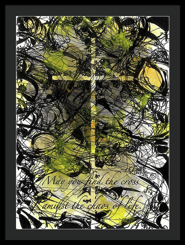 Chaos Order Cross 22 - Luminous Yellow - Framed Print