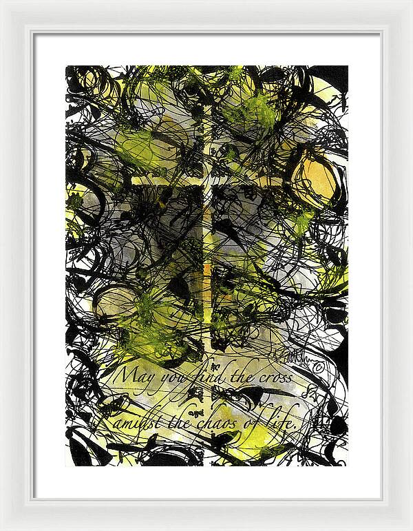 Chaos Order Cross 22 - Luminous Yellow - Framed Print