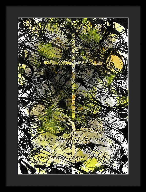 Chaos Order Cross 22 - Luminous Yellow - Framed Print