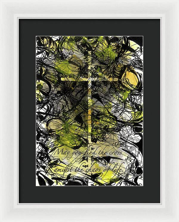 Chaos Order Cross 22 - Luminous Yellow - Framed Print