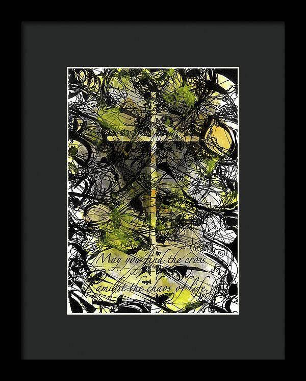 Chaos Order Cross 22 - Luminous Yellow - Framed Print