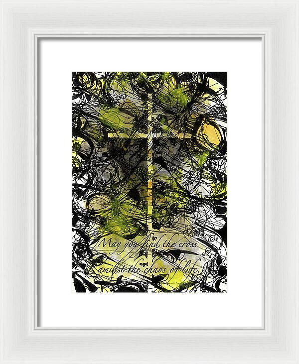 Chaos Order Cross 22 - Luminous Yellow - Framed Print