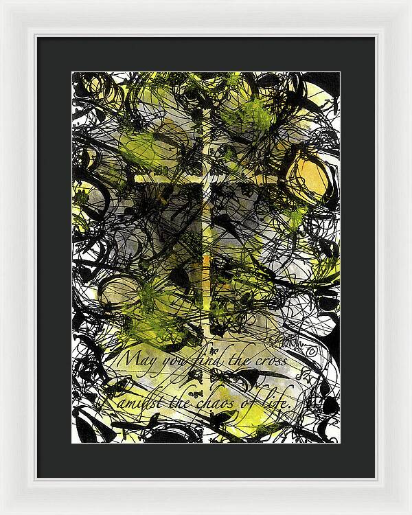 Chaos Order Cross 22 - Luminous Yellow - Framed Print