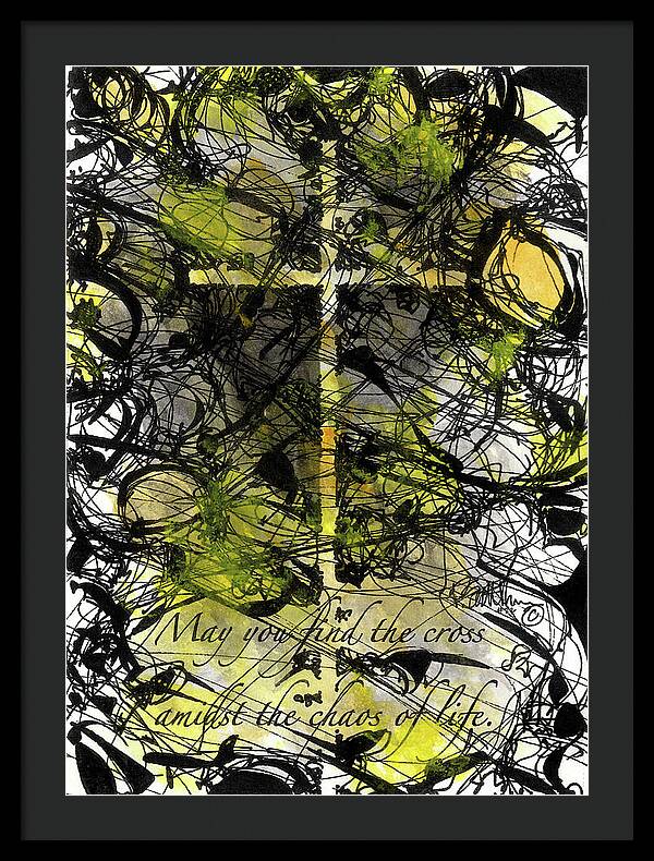 Chaos Order Cross 22 - Luminous Yellow - Framed Print