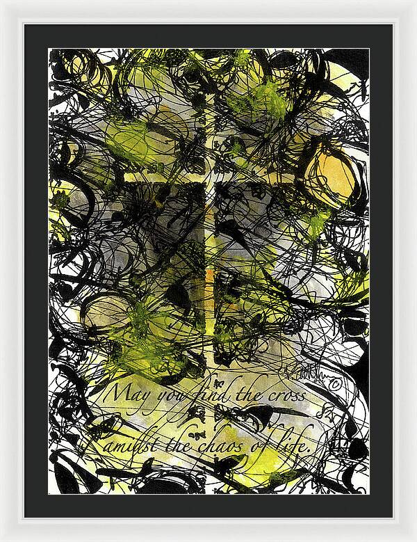 Chaos Order Cross 22 - Luminous Yellow - Framed Print