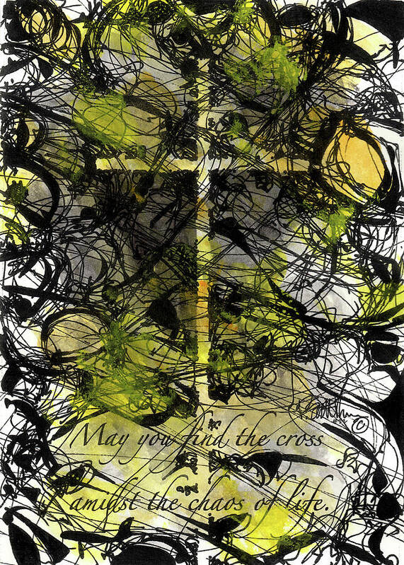 Chaos Order Cross 22 - Luminous Yellow - Art Print