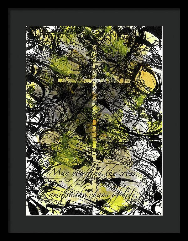 Chaos Order Cross 22 - Luminous Yellow - Framed Print
