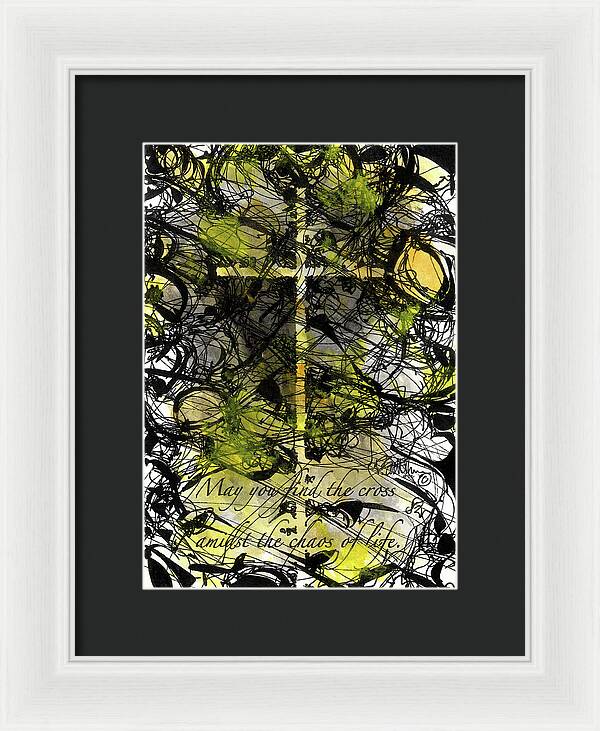 Chaos Order Cross 22 - Luminous Yellow - Framed Print