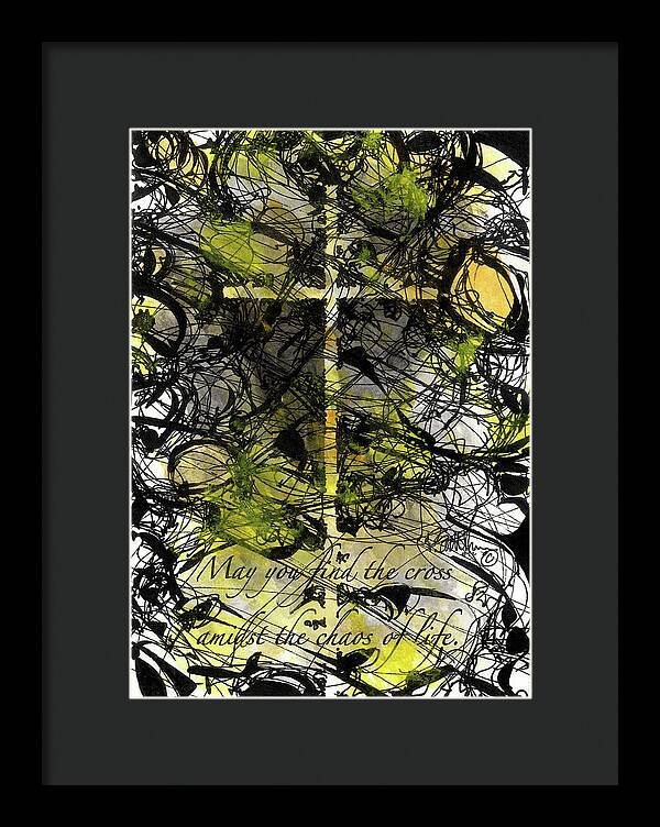 Chaos Order Cross 22 - Luminous Yellow - Framed Print