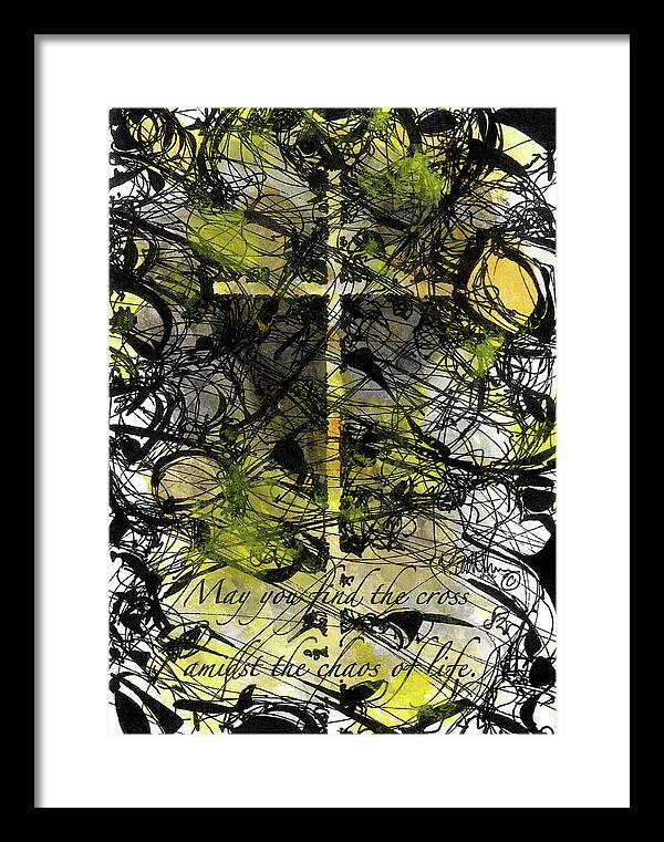 Chaos Order Cross 22 - Luminous Yellow - Framed Print