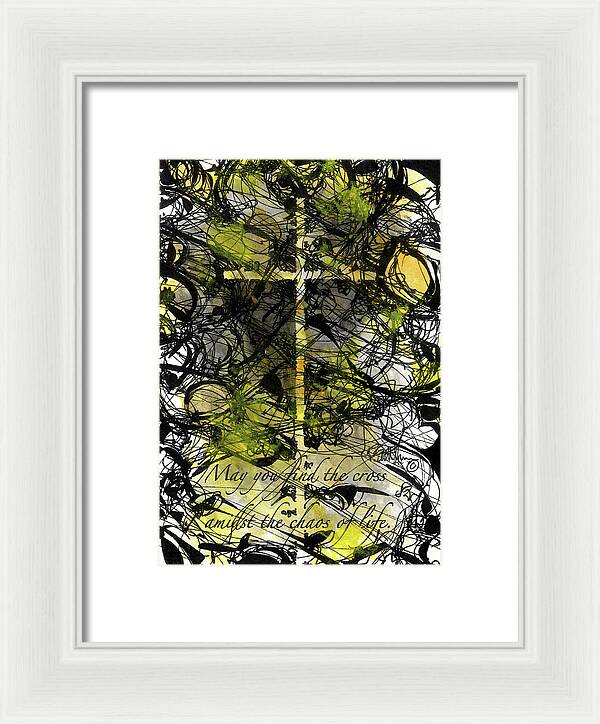 Chaos Order Cross 22 - Luminous Yellow - Framed Print