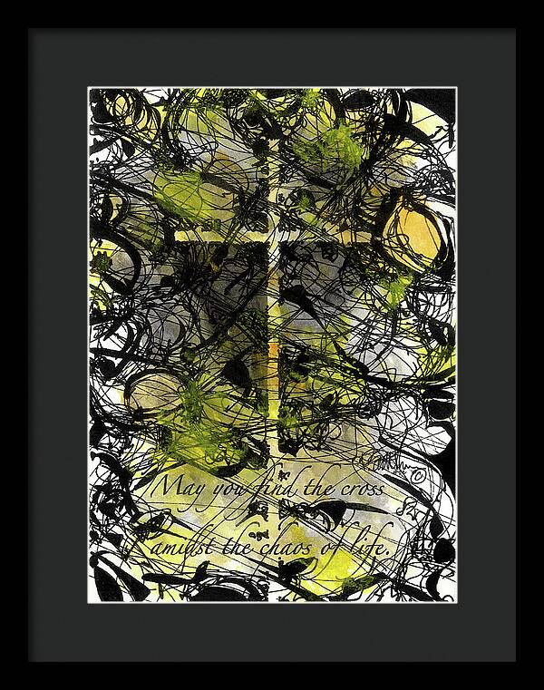 Chaos Order Cross 22 - Luminous Yellow - Framed Print