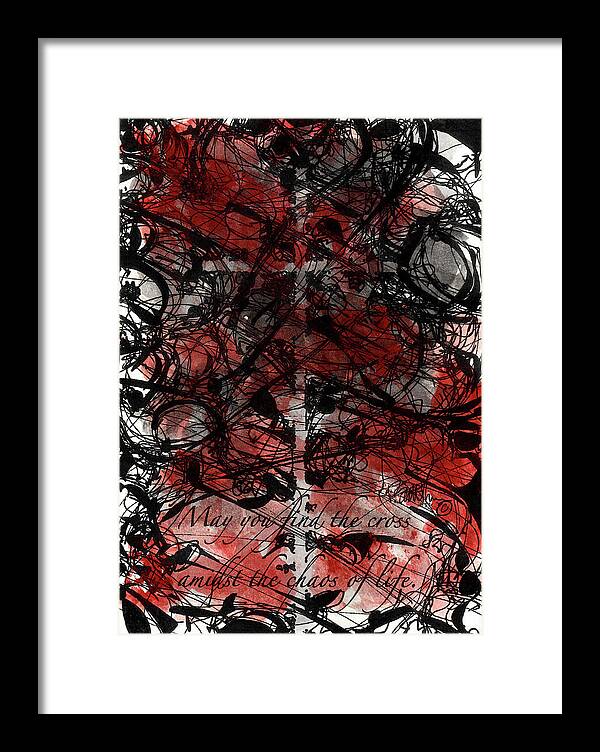 Chaos Order Cross 22 - Sorrowful Red - Framed Print