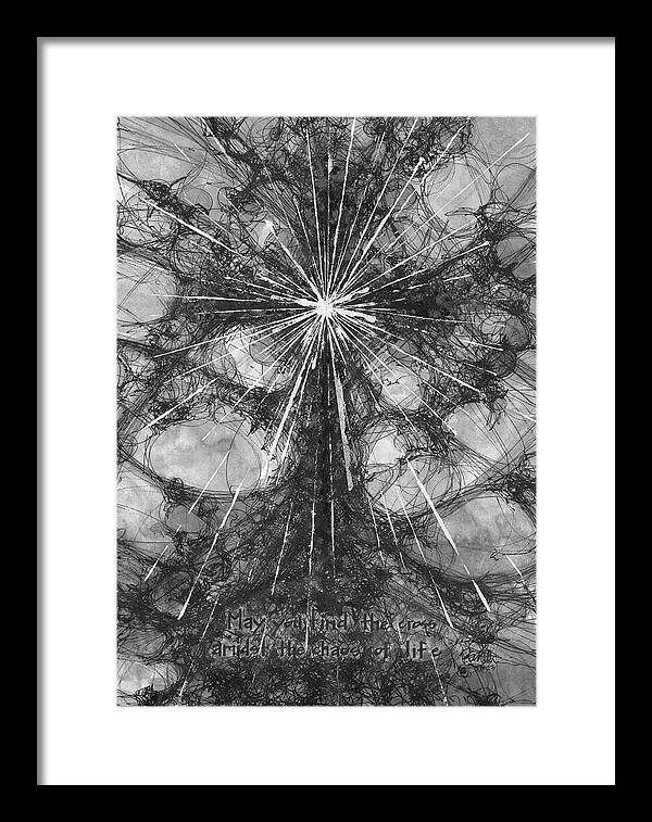 Chaos Order Cross 23 - Black and White - Framed Print