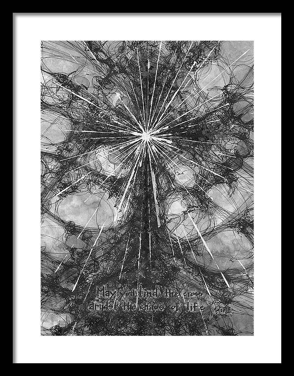 Chaos Order Cross 23 - Black and White - Framed Print