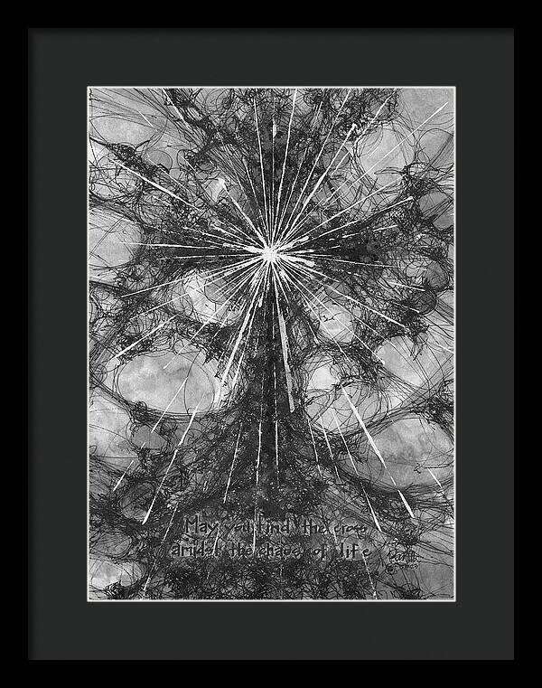 Chaos Order Cross 23 - Black and White - Framed Print