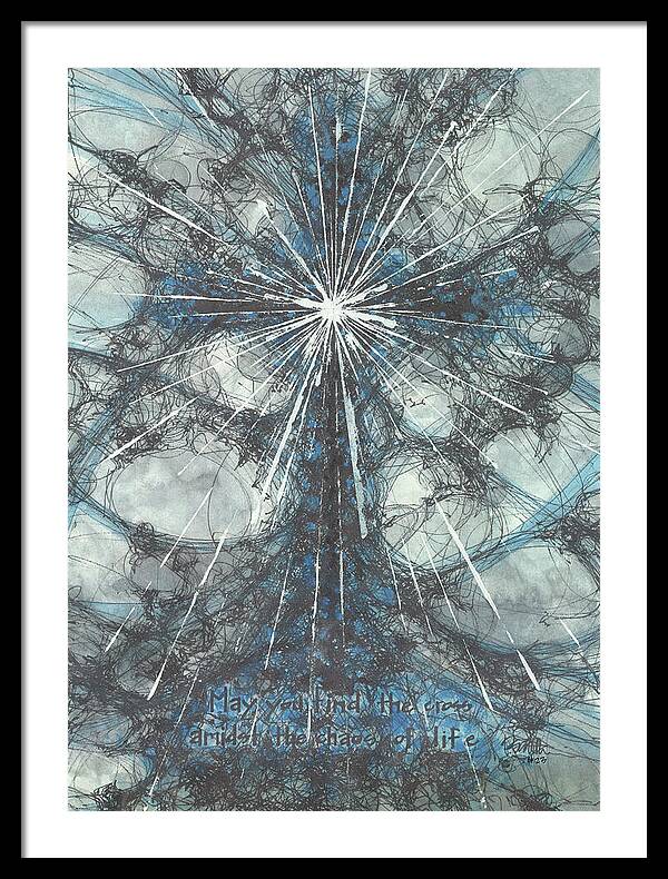 Chaos Order Cross 23 - Glorious Blue - Framed Print