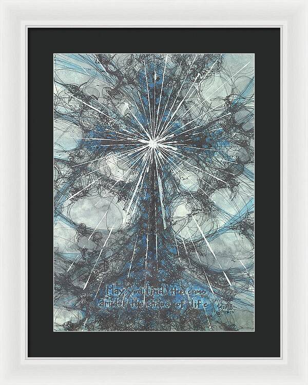 Chaos Order Cross 23 - Glorious Blue - Framed Print